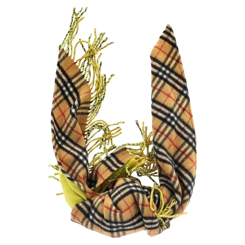 Scarves with leaf prints -Burberry Signature Check Fringed Scarf in Beige Cashmere