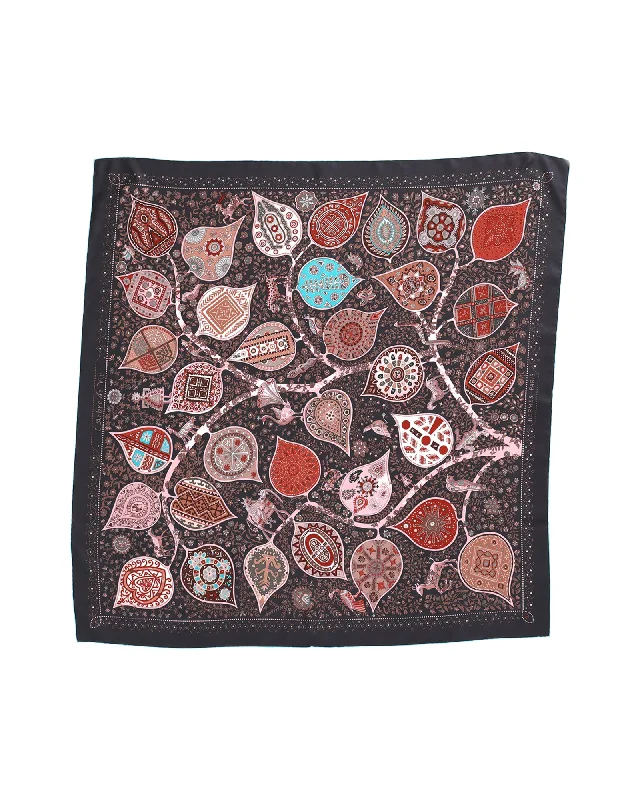 Scarves in bold florals -Hermès L'Arbre de Vie Scarf in Multicolor Silk