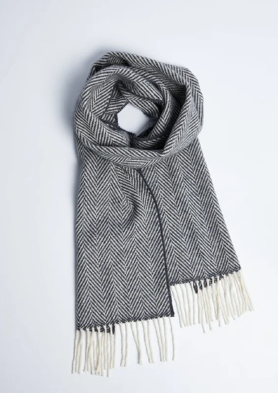 Scarves with smooth velvet -Foxford Cashmere Lambswool Scarf | Charcoal