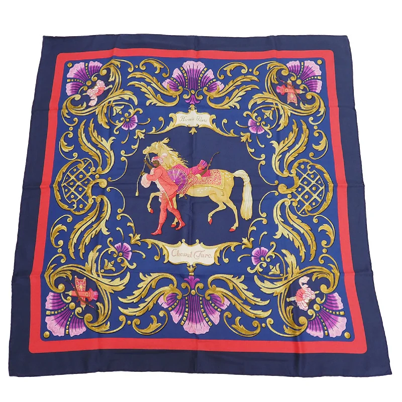 Scarves for spring -Hermes blue Navy  Color Silk Scarf (Pre-Owned)