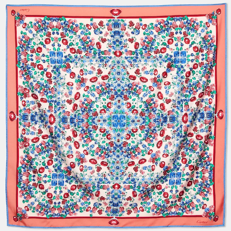 Scarves for good causes -Cartier Pink/blue Tutti Frutti Print Silk Scarf