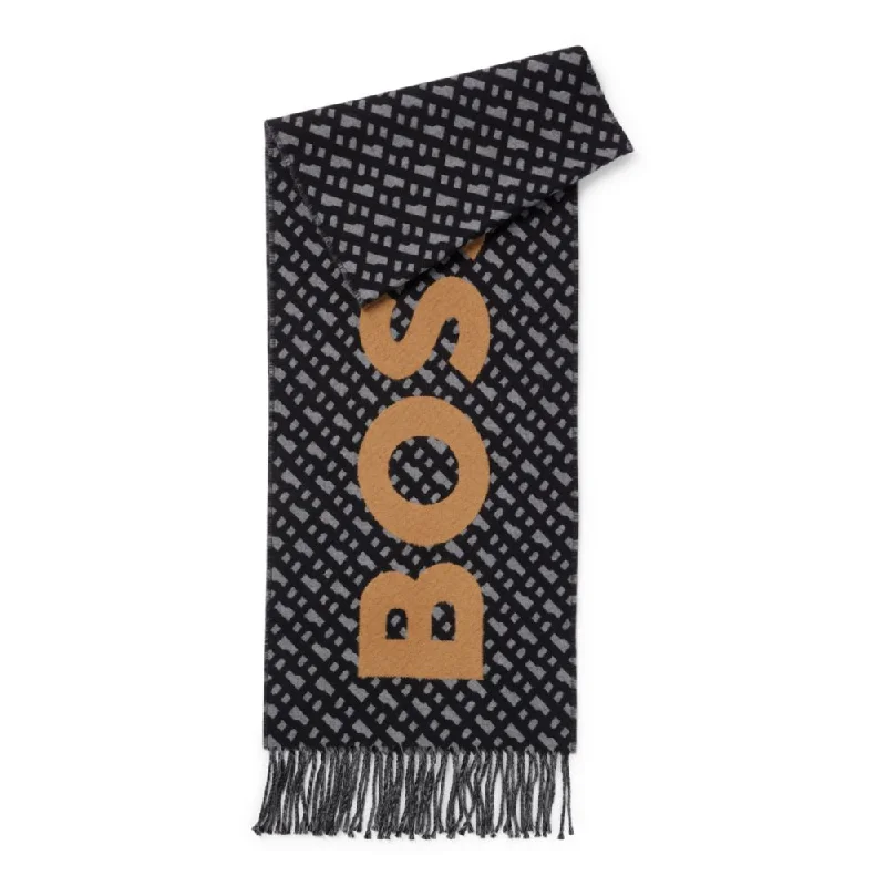 Mens Scarf Seasonal-Fringed scarf with logo and monograms