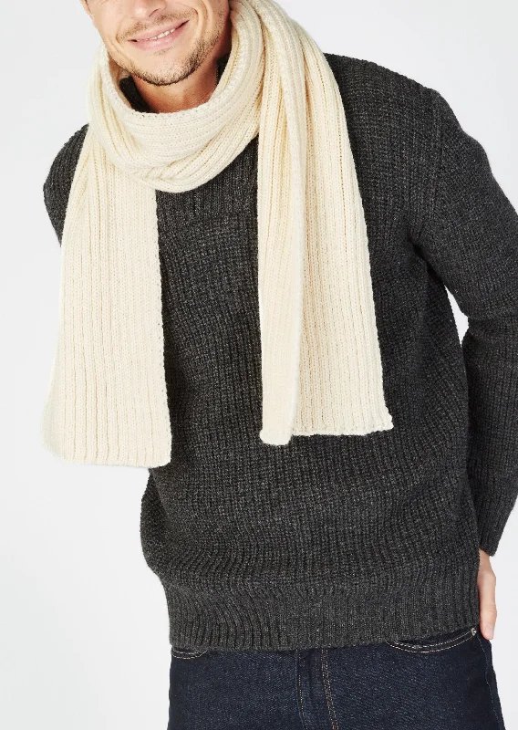 Scarves for warm nights -IrelandsEye Ribbed Merino Scarf | Natural