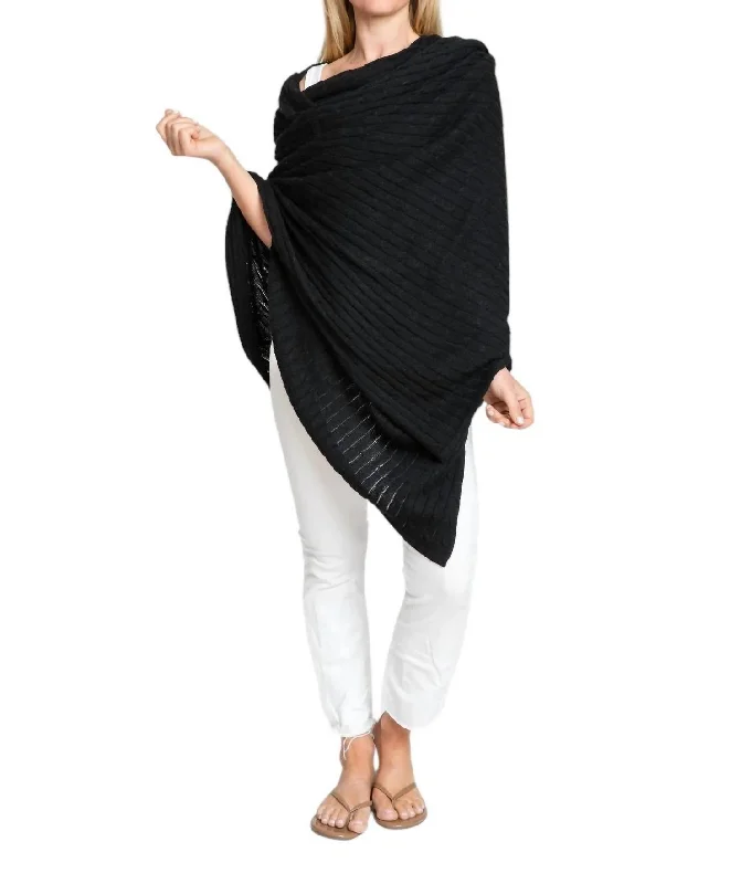 Scarves with starry designs -Cable Knit Wrap In Black