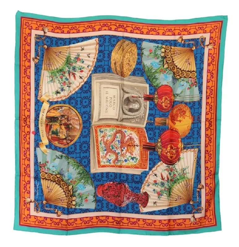 Scarves for minimalist wardrobes -Dolce & Gabbana multi Fans Dragon Nylon Shawl Wrap Women's Scarf (Pre-Owned)