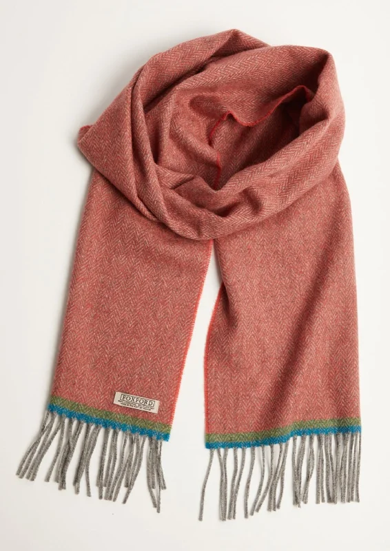 Scarves with knit patterns -Foxford Lambswool Scarf | Terracotta