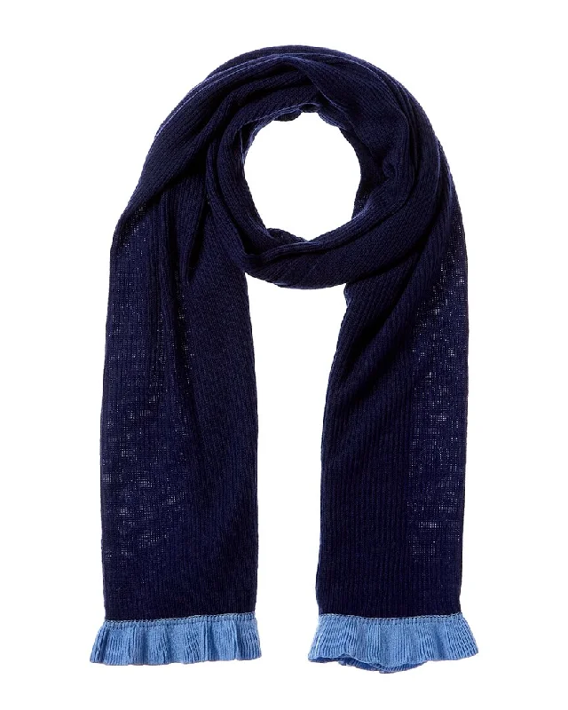 Scarves in stylish wraps -Hannah Rose Contrast Ruffle Edges Rib Scarf