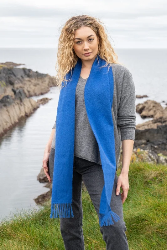 Scarves with sea prints -100% Cashmere Scarf | Royal Blue