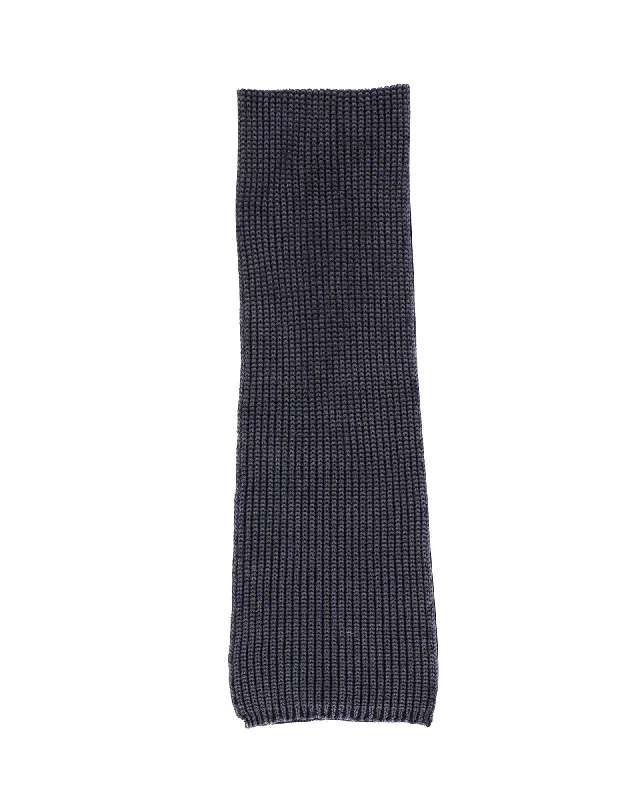 Mens Scarf Gift-Moncler Knitted Scarf in Navy Blue Wool