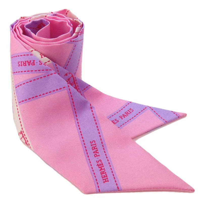 Scarves made of cashmere -Hermes Twilly pink  Silk Scarf (Pre-Owned)