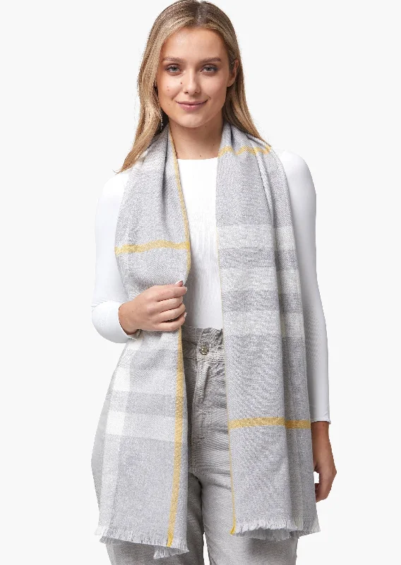 Scarves for mild nights -Foxford Giant Merino Scarf | Grey Gold