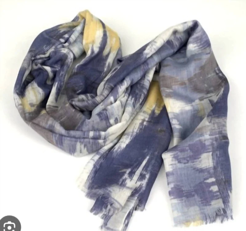 Scarves for holiday parties -Ikat Print Scarf In Indigo