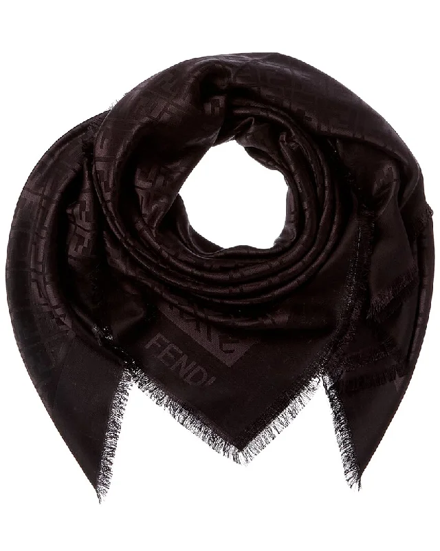 Scarves in trendy wraps -FENDI FF Motif Wool & Silk-Blend Scarf