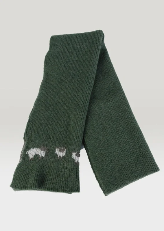 Scarves with animal prints -Lambswool Sheep Scarf | Green