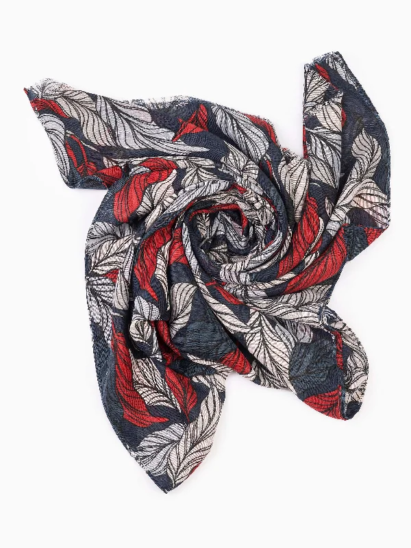 Shawls with floral charm-Printed Viscose Scarf