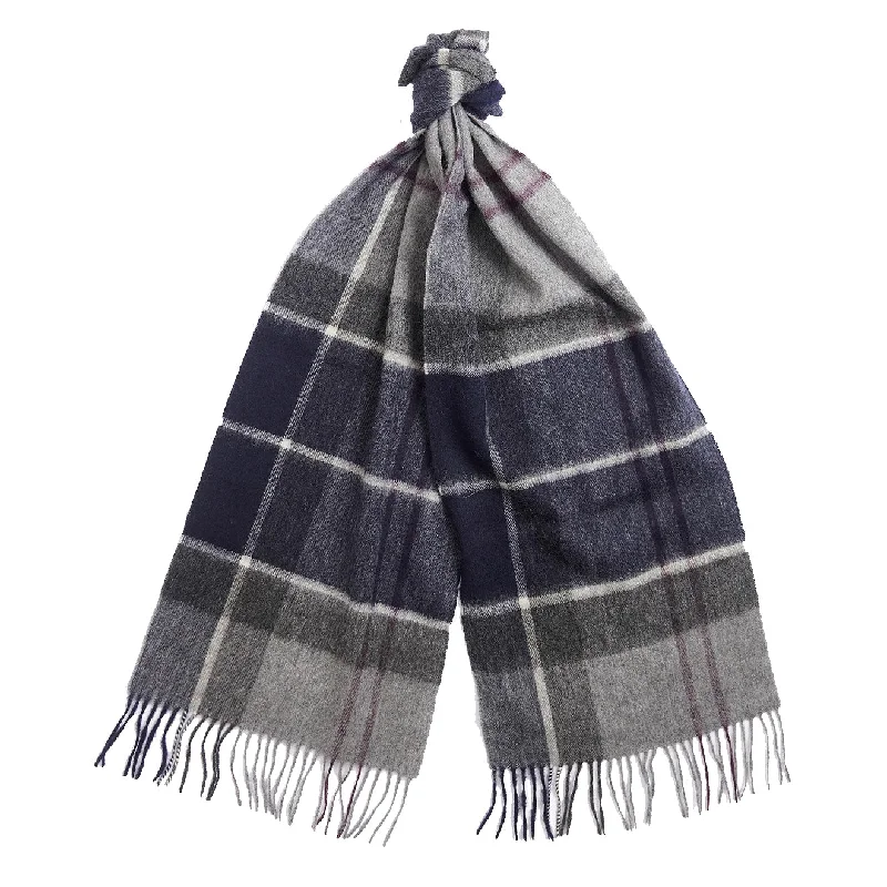 Scarves with patchwork designs -Barbour Carrbridge Tartan Scarf Classic Black Slate Tartan