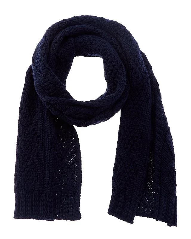 Mens Scarf Reflective-KARL LAGERFELD Cable Knit Wool-Blend Scarf