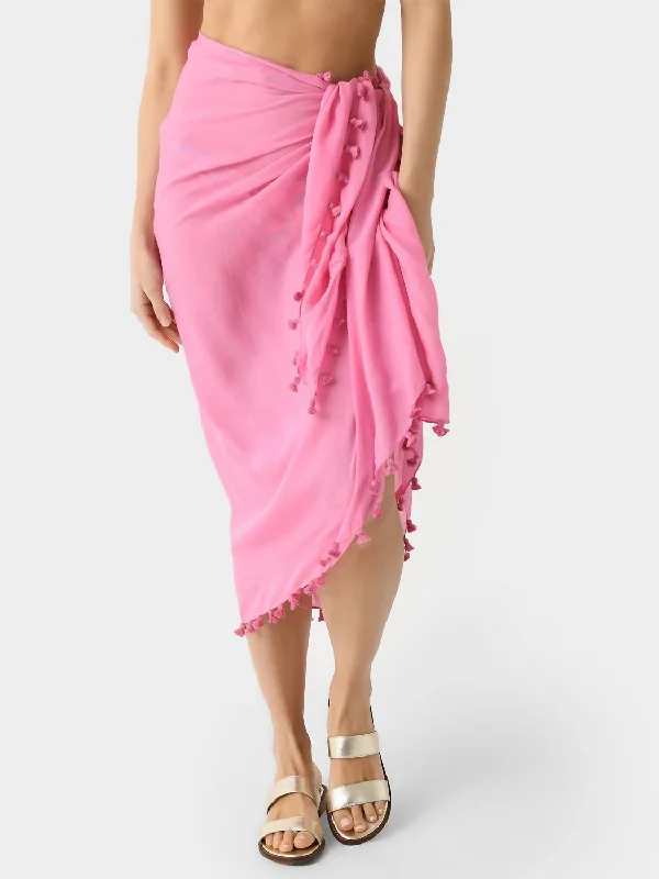 Scarves in budget styles -Tassel Trim Pareo In Pink