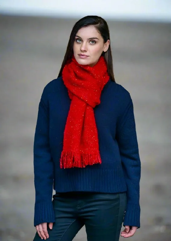 Scarves in loud patterns -Mucros Alpaca Kells Scarf | Red