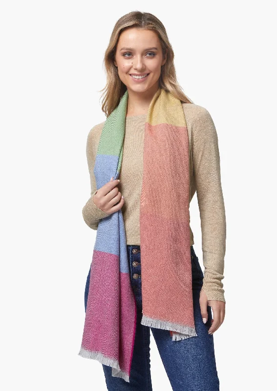 Scarves with odd prints -Foxford Giant Merino Scarf | Rainbow