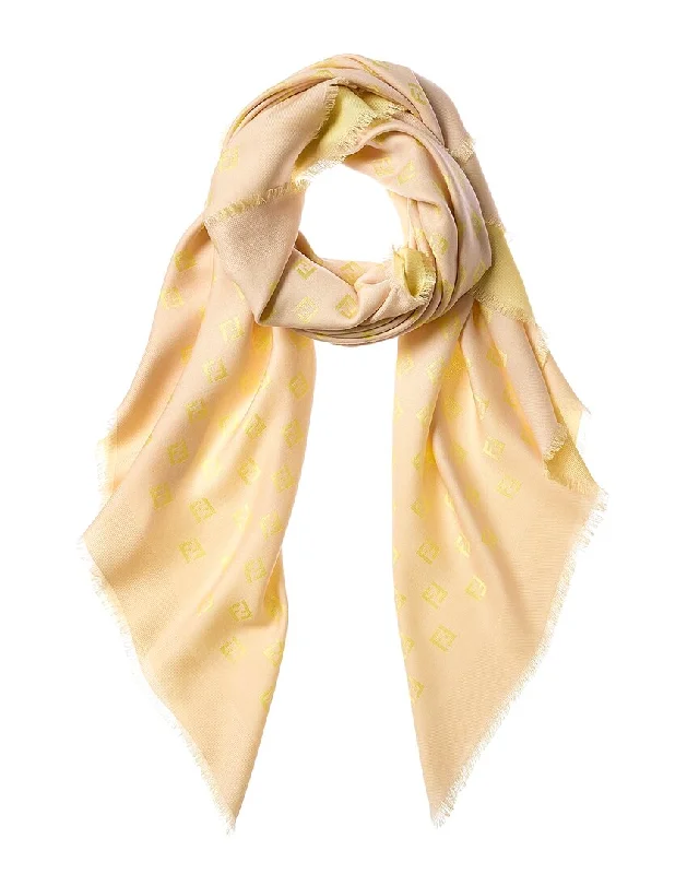 Scarves with flower accents -FENDI FF Silk & Wool-Blend Shawl