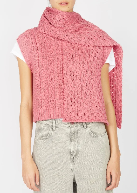 Scarves for office wear -Merino Aran Scarf | Rosa Pink