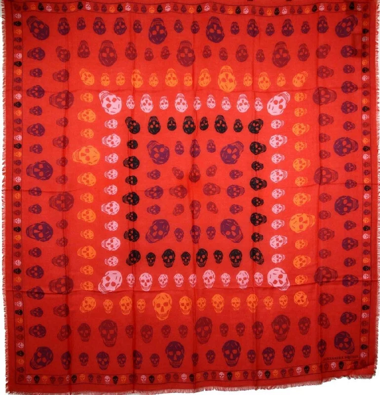 Scarves for charity events -Alexander McQueen Women's  Modal / Wool Multiskull Box Print Shawl Scarf