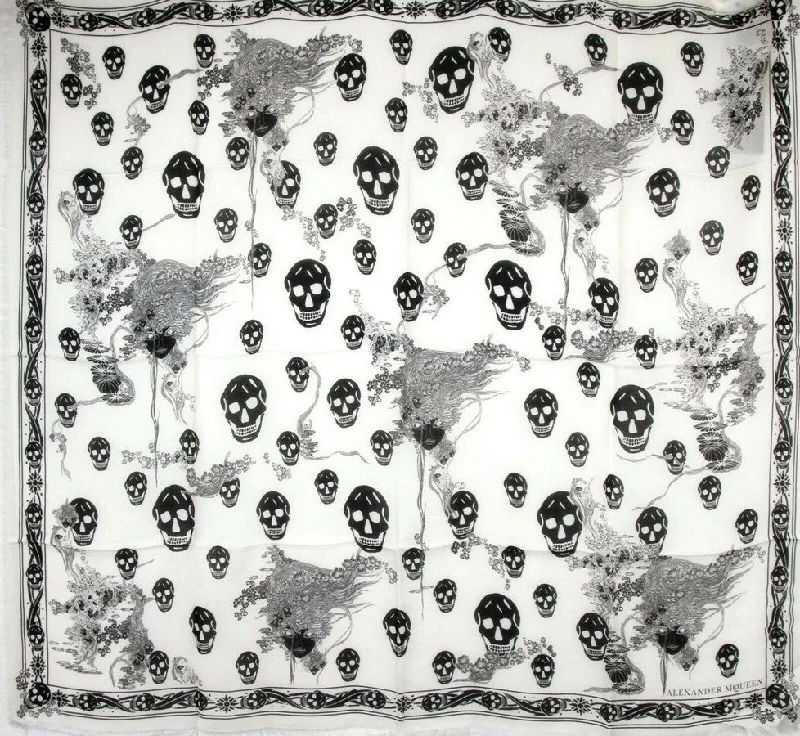 Scarves for school uniforms -Alexander McQueen Women's  Modal / Wool Scarf Ophelia Skull Print