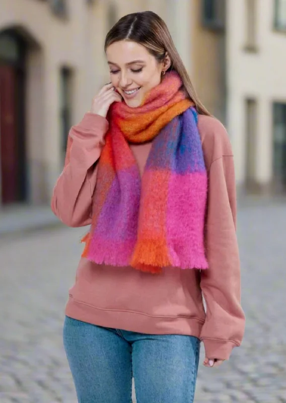 Scarves for loud concerts -Foxford Giant Mohair Scarf | Pink Red