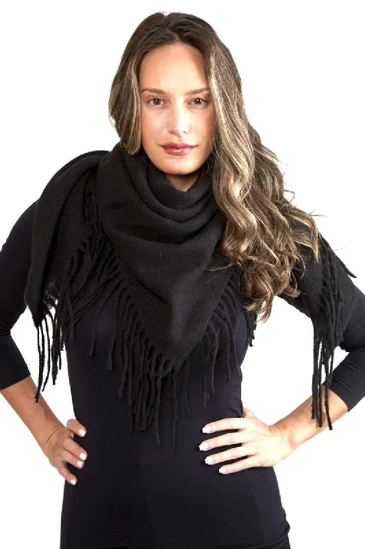 Scarves for romantic looks -Solid Color Blanket Scarf With Fringes