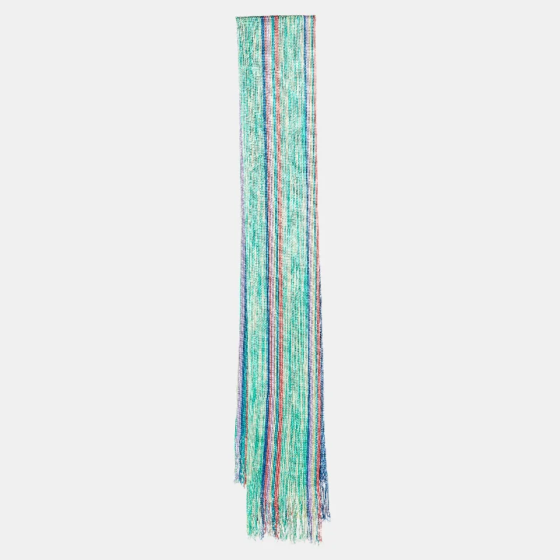 Scarves for late outings -Missoni Multicolor Striped Knit Fringed Stole