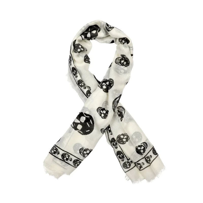 Scarves with artistic prints -Skull Silk Scarf