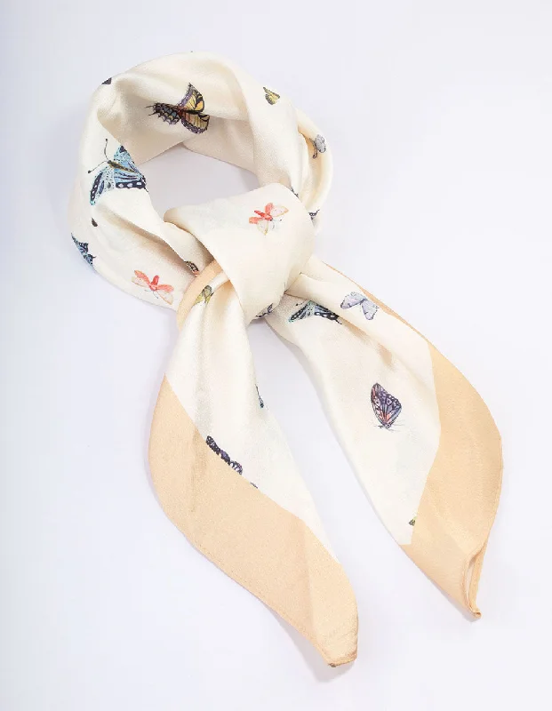 Scarves for loud concerts -Fabric Yellow Butterfly Printed Scarf