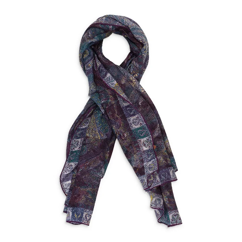 Scarves in plush wool -PRINTED PURPLE SCARF