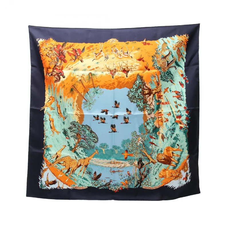 Scarves for cultural events -Hermes  Navy Silk Scarf (Pre-Owned)