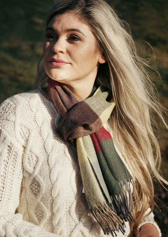 Scarves for weather changes -John Hanly Merino Scarf | Yellow Green Brown