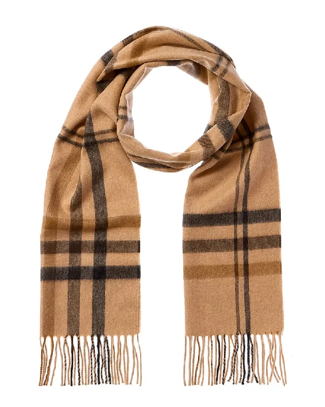 Scarves with brush prints -Amicale Cashmere Check Cashmere Scarf