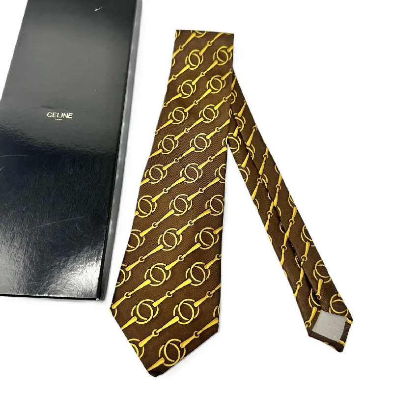 Scarves for adventure trips -Designer Necktie In Brown And Yellow