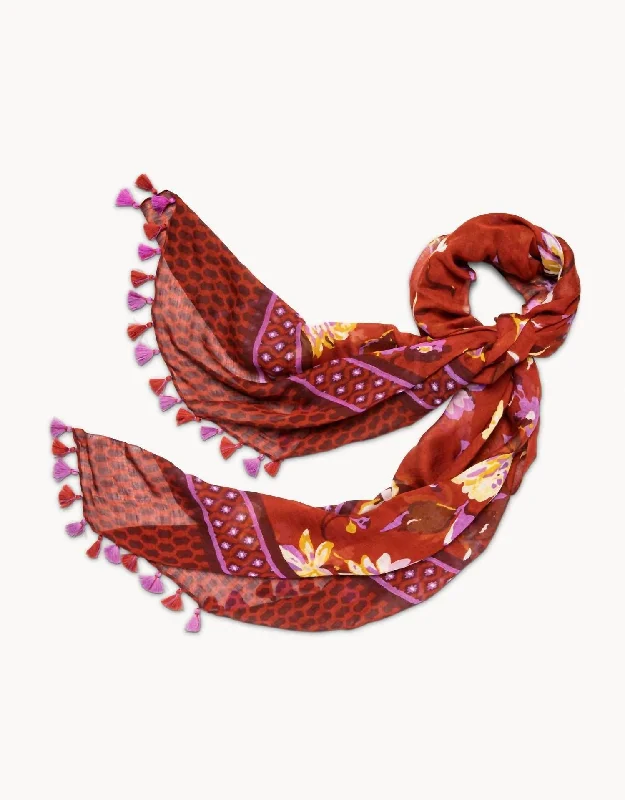 Scarves for pet fashion -Painterly Floral Scarf In Red