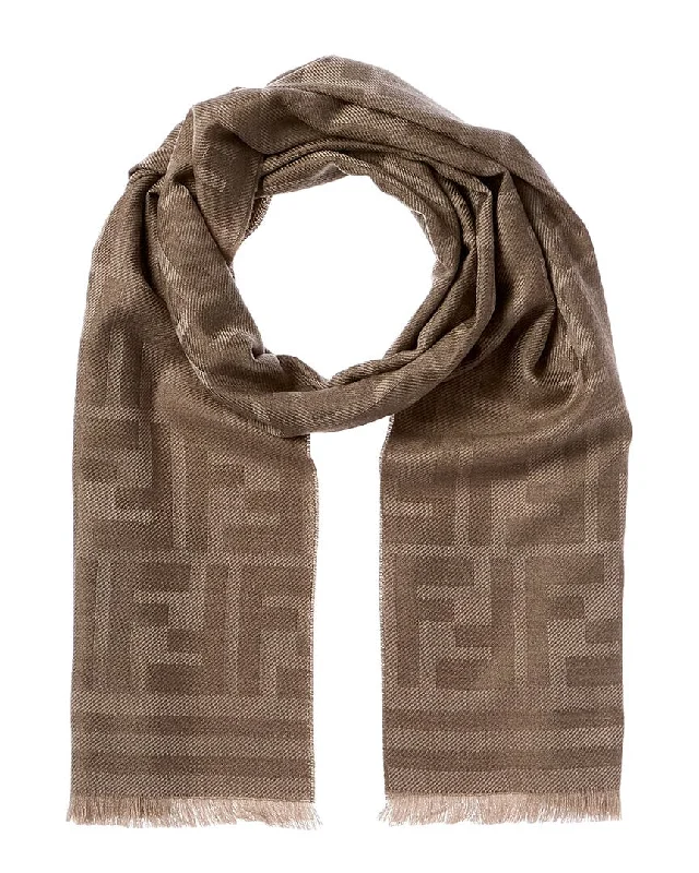 Scarves for retro outfits -FENDI FF Logo Wool Scarf