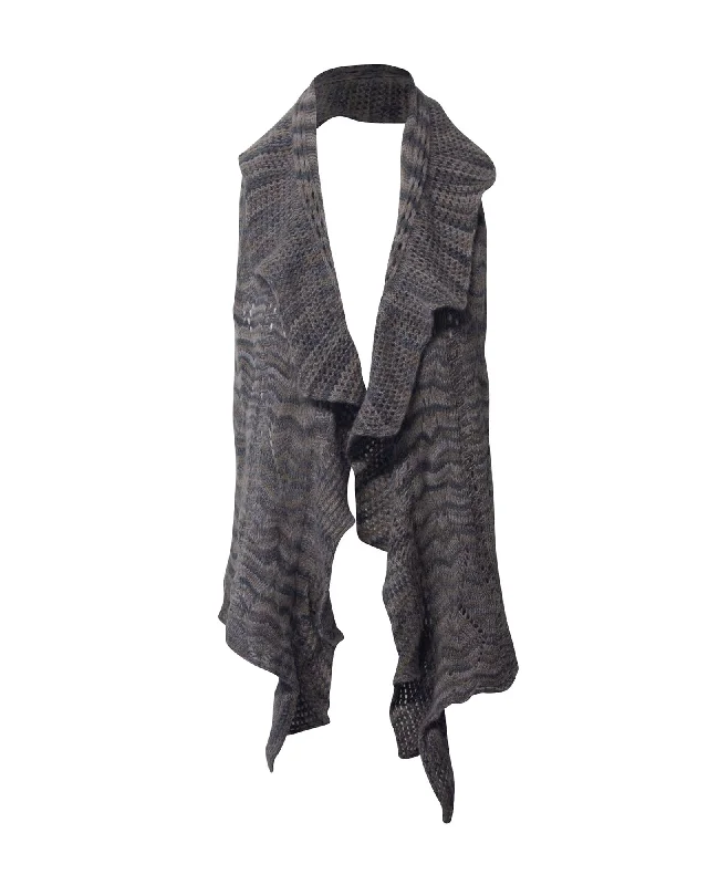 Scarves for work casual -Missoni Knitted Shawl in Grey Cashmere