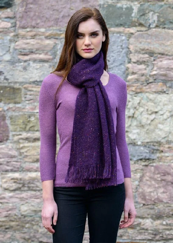 Scarves with knit details -Mucros Islander Scarf | Purple Speck