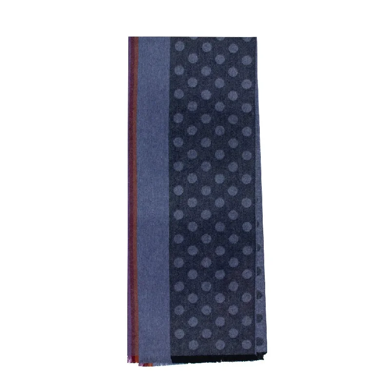 Scarves for cozy outfits -Paul Smith Scarf PS Edge Stripe Polka Navy