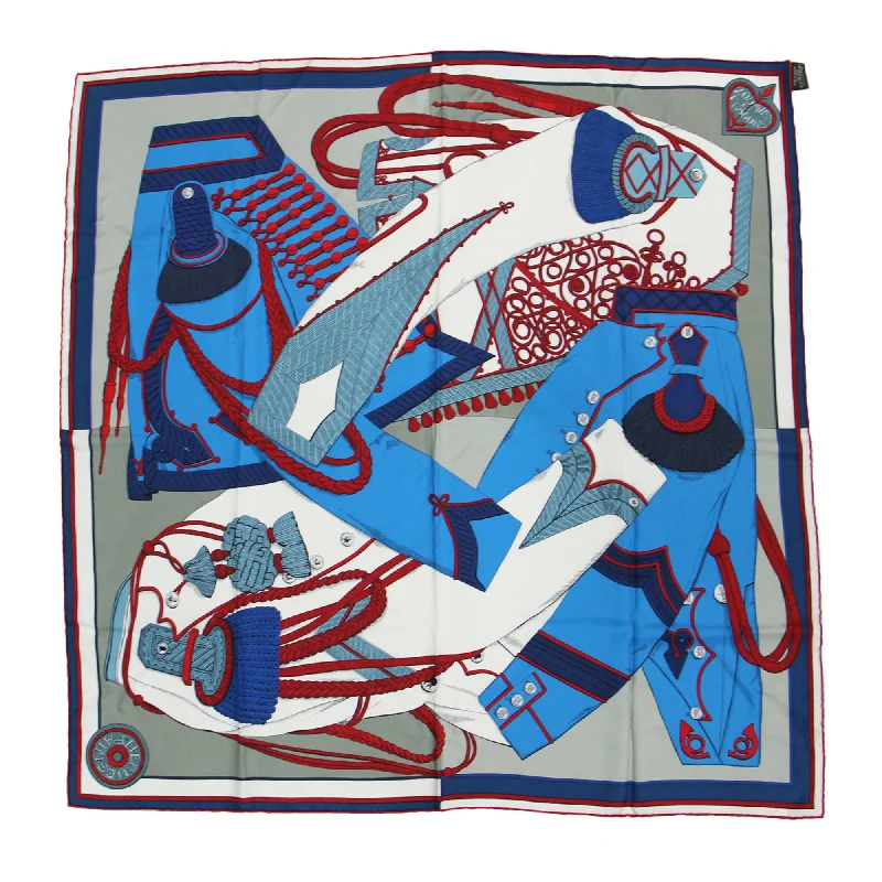 Scarves with cultural motifs -Hermes blue  Color Silk Scarf (Pre-Owned)