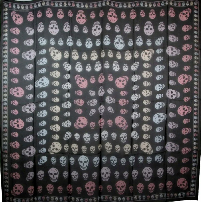 Scarves in affordable prices -Alexander McQueen Women's  Chiffon Silk Multiskull Box Print Shawl