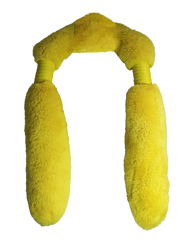 Scarves with fringe accents -Bottega Veneta Leather-Trimmed Scarf in Yellow Shearling