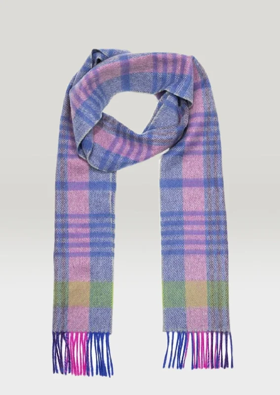 Scarves in high-end brands -Irish Cashmere Wool Scarf | Blue Pink Green Check