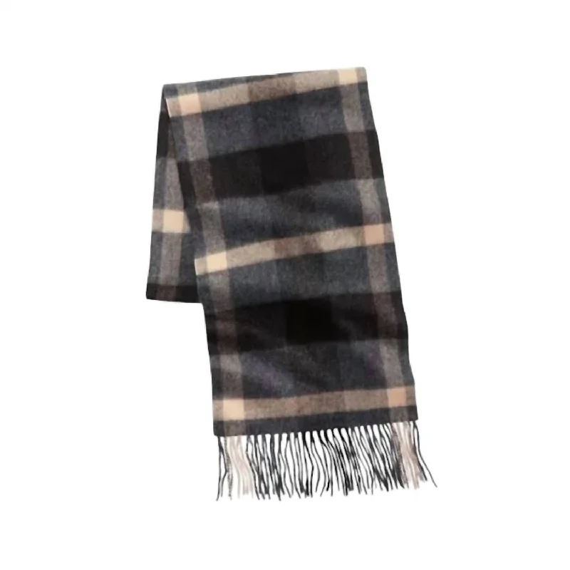 Scarves for winter fashion -Luxury Cashmere Scarf In Plaid Brown