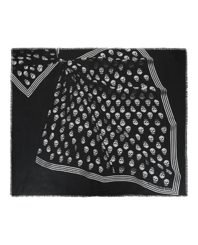 Scarves with edge trims -Skull Print Modal Scarf