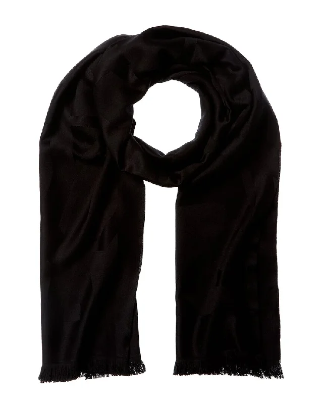 Scarves with rare textures -Saint Laurent Cassandre Jacquard Wool Scarf